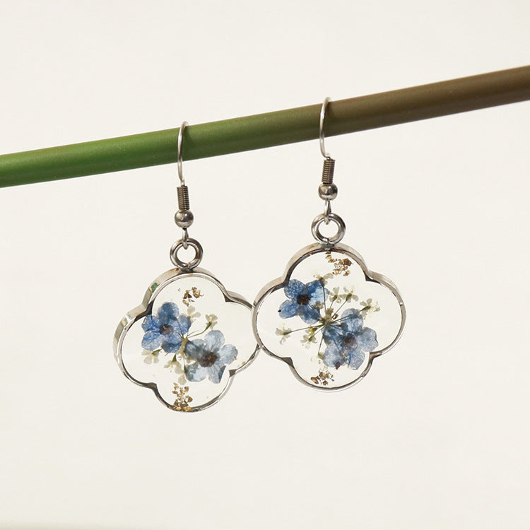 Wholesale 6pcs Pink Rose Gold Real Dried Flower Earrings